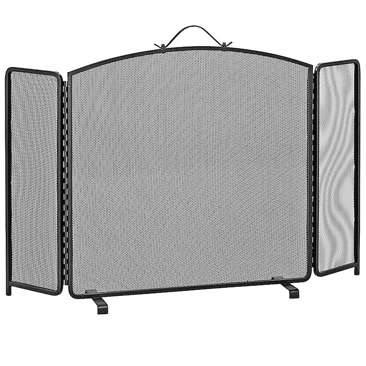 Manor Classic 3 Fold Arch Small Fire Screen - Black