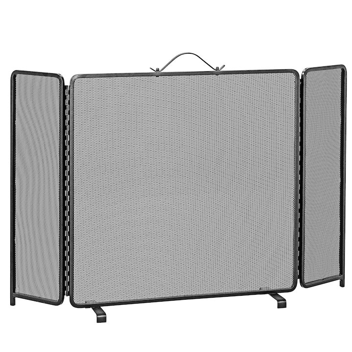 Manor Classic 3 Fold Medium Fire Screen - Black