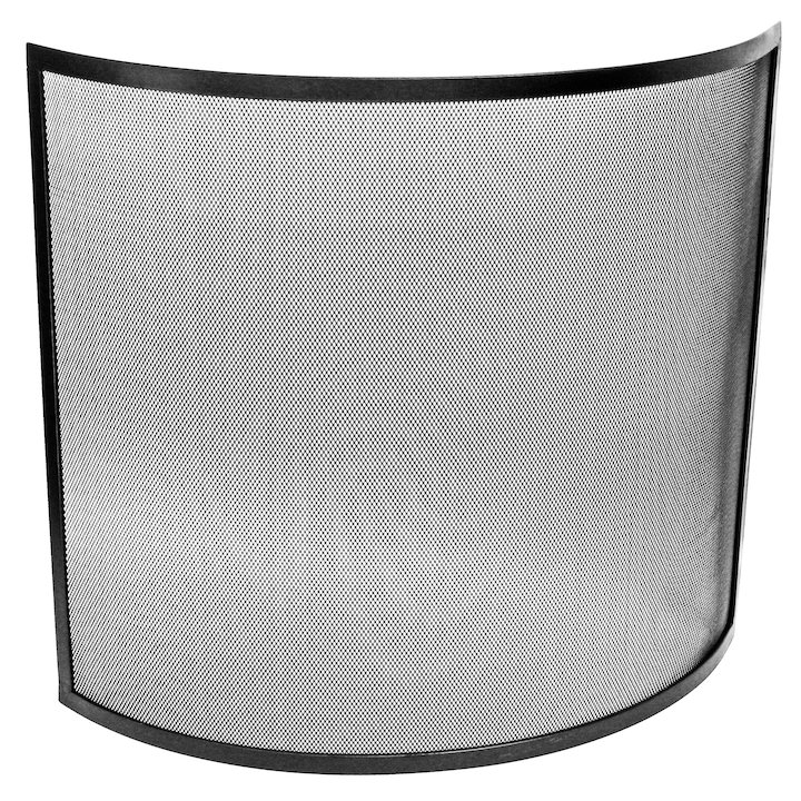 Manor Curved Large Fire Screen - Black