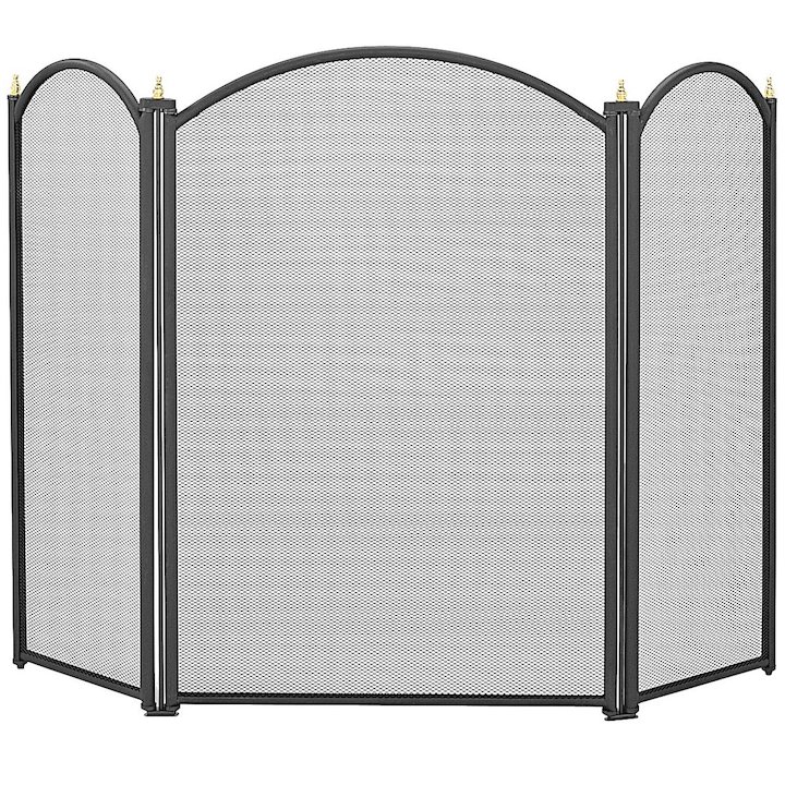 Manor Dynasty 3 Fold Small Fire Screen - Black