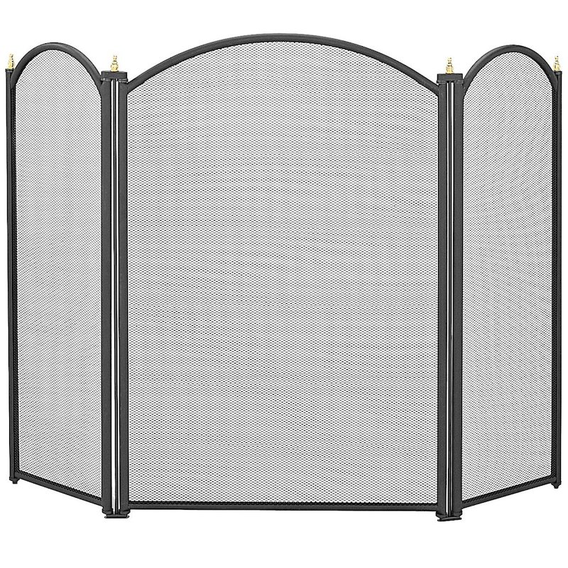 Manor Dynasty 3 Fold Small Fire Screen - Black