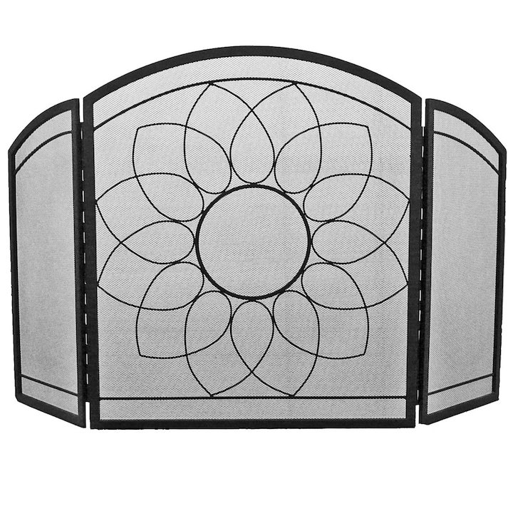 Manor Sunflower 3 Fold Fire Screen - Black