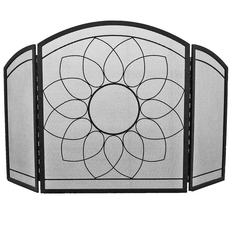Manor Sunflower 3 Fold Fire Screen - Black