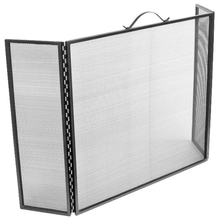 Manor 3 Fold Fire Screen - Black