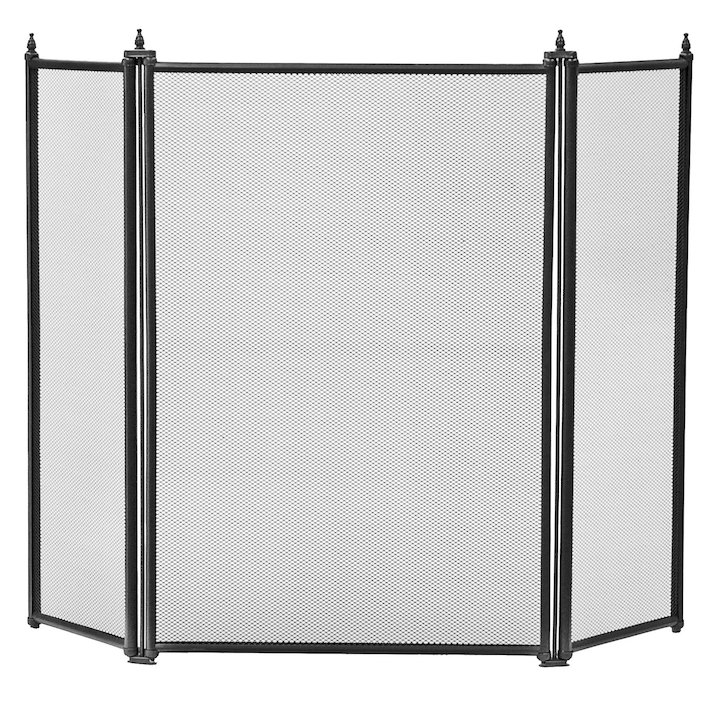 Manor Regency 3 Fold Fire Screen - Black