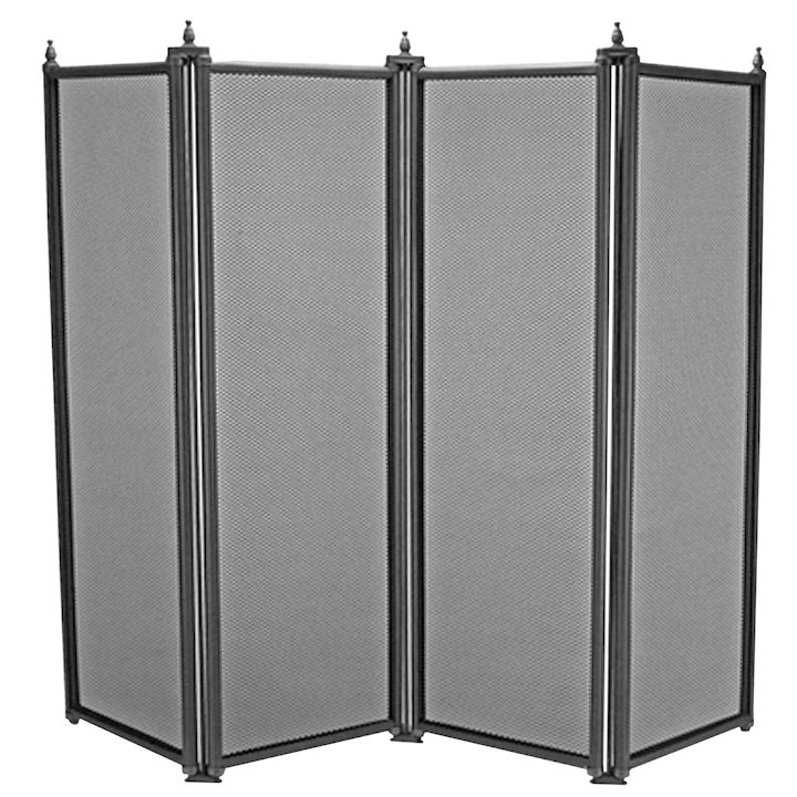 Manor Regency 4 Fold Fire Screen - Black