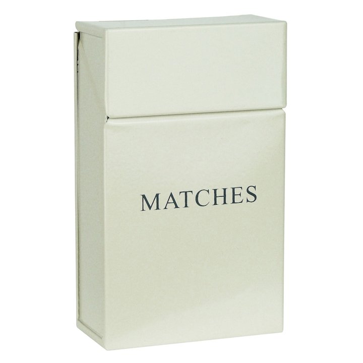 Manor Box Match Holder - With Lid - Cream