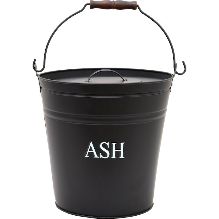 Calfire Ash Bucket With Lid - Black