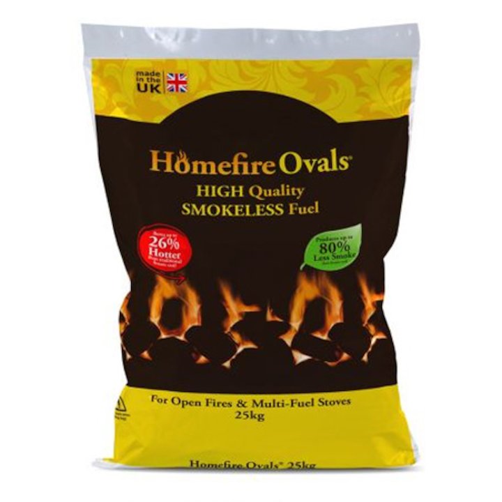 EVA Homefire Ovals Smokeless Coal Pallet - 50x 25KG Bags - Black