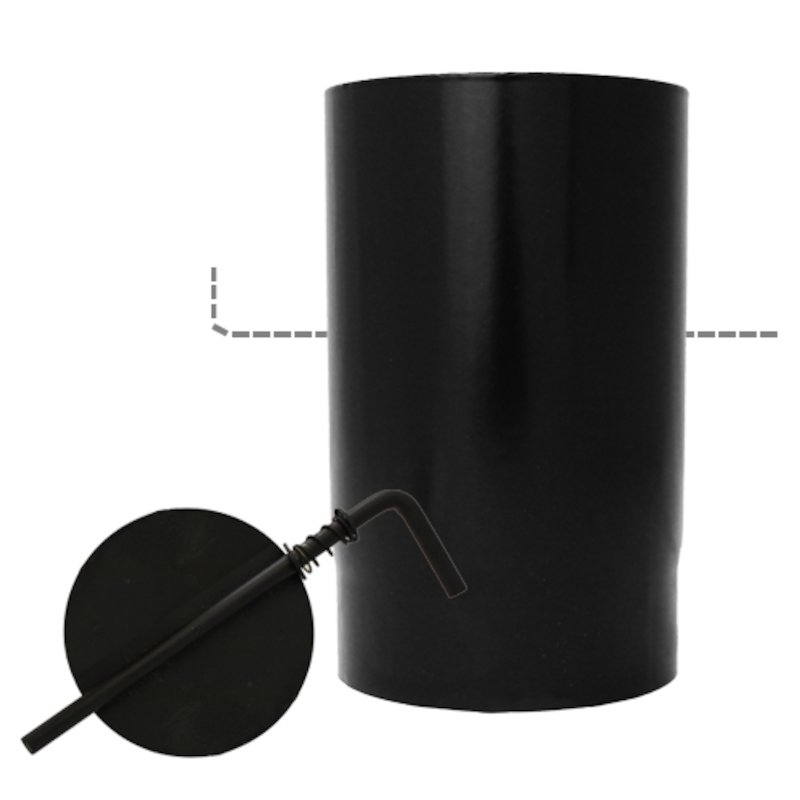 Evaflue Stove Pipe 250mm Length With Damper - Black Vitreous Enamel - Black