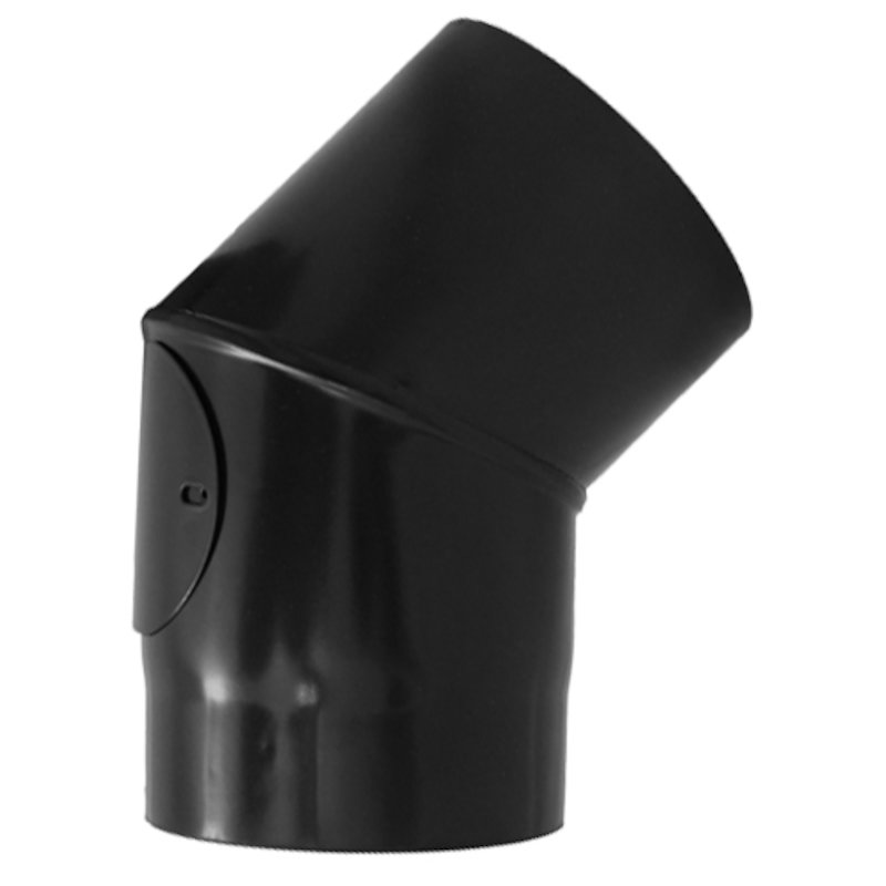 Evaflue Stove Pipe 45/135° Bend With Door - Black Vitreous Enamel - Black