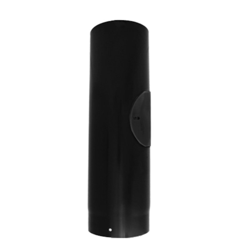 Evaflue Stove Pipe 500mm Length With Door - Black Vitreous Enamel - Black