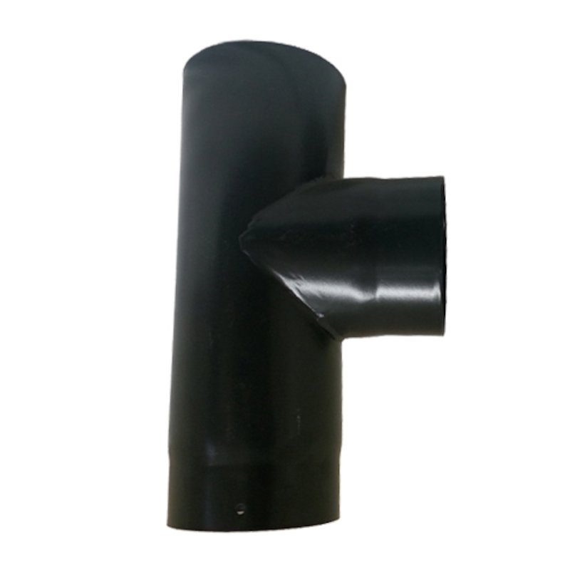 Evaflue Stove Pipe 90° Tee - Black Vitreous Enamel - Black