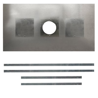 Premium Steel Register Plate 900x600 Silver Brackets with Hole & Sweeping Hatch Black Trim