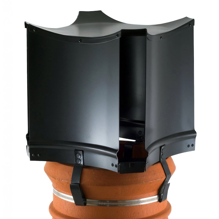 Brewer Aerodyne Chimney Cowl Black Strap Fix - Black