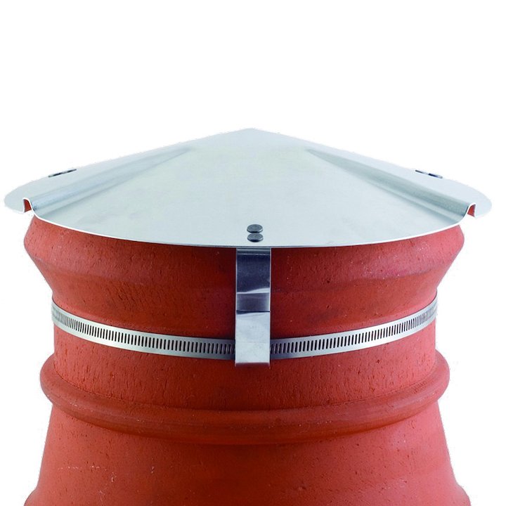 Brewer Chimney Pot Capper Silver Soapstone Top & Front - Silver Filigree