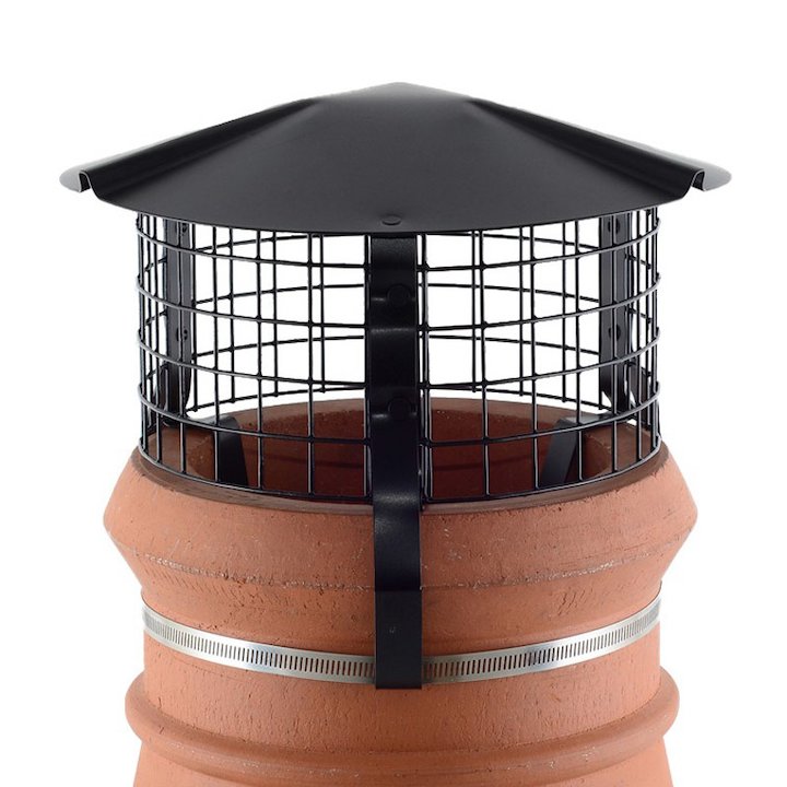 Brewer Chimney Pot Simple Birdguard Black Solid Fuel Stoves Round Top - Black