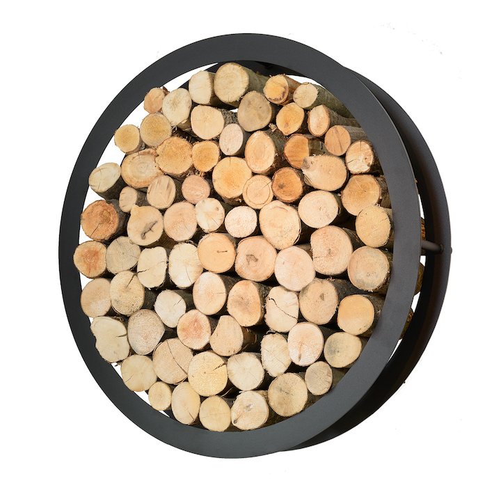 Harrod Circular Wall Mounted Log Holder - Black