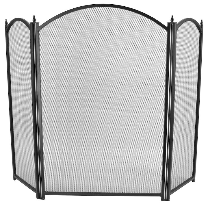 Manor Dynasty Plus 3 Fold Small Fire Screen - Black