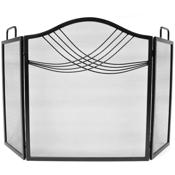 Manor Fourline 3 Fold Fire Screen - Black