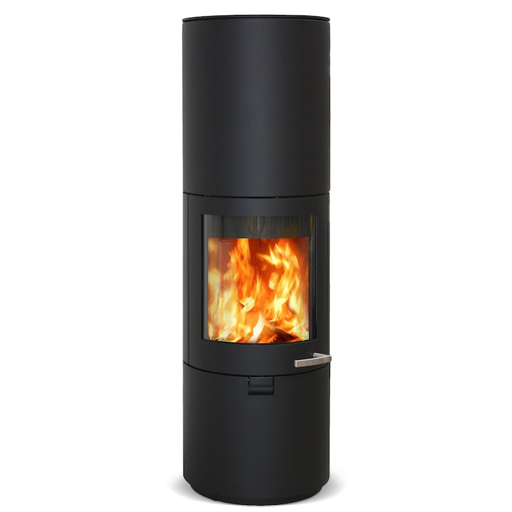 Skantherm Solo Wood Stove Black FX Curved Door Smooth - Black