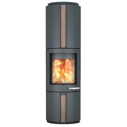 Skantherm Solo Wood Stove Grey FX Curved Door Sandstone Inlay - Grey