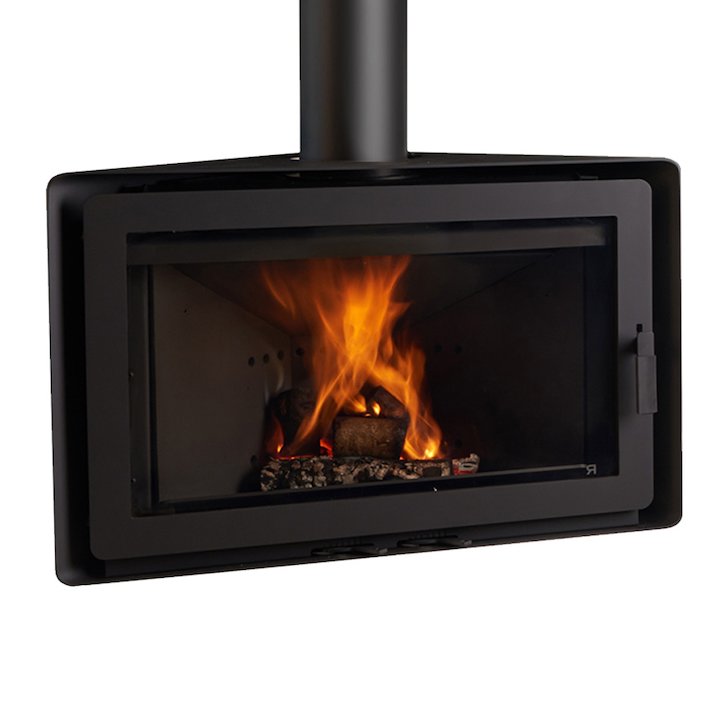 Rocal Angle Wall Mounted Wood Stove Black Rotating - Black