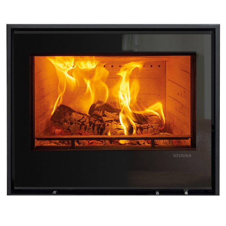 Stovax Elise 680 Multifuel Cassette Fire - Frontal Black Glass Three Sided Edge+ Frame - Black Glass