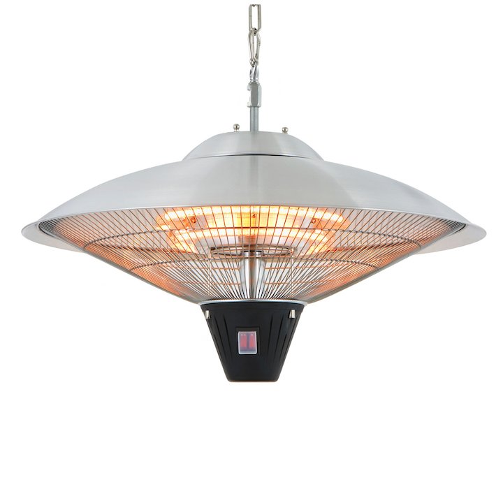 La Hacienda Silver Hanging Halogen 2100W Electric Patio Heater - Silver Filigree