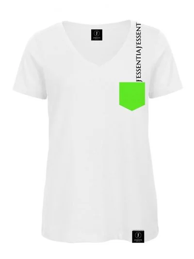Tshirt donna bianca con grafica verde fluo e nera