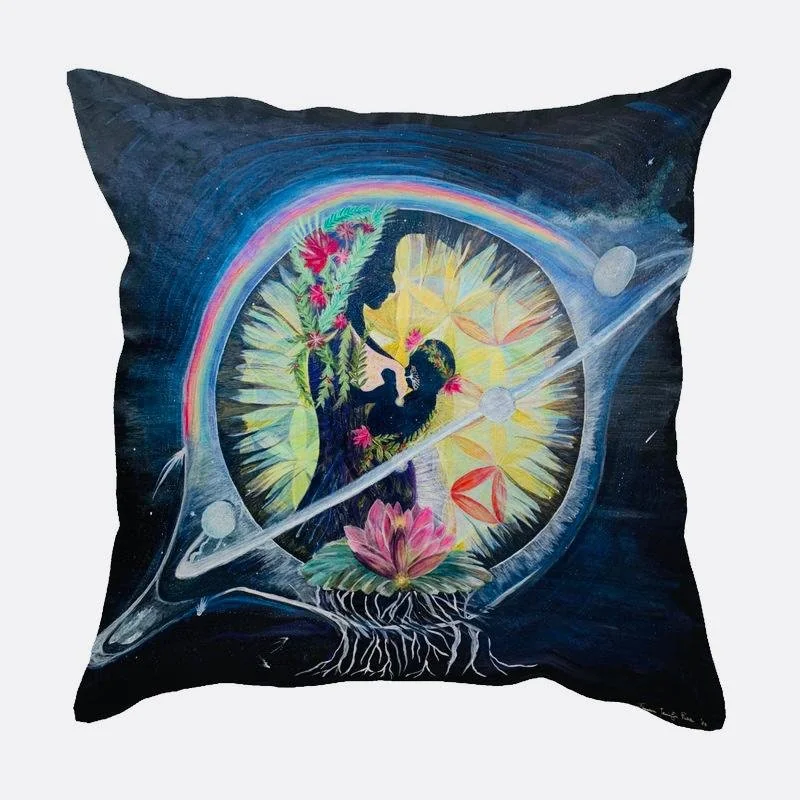 Cushion with printed artwork THE SOUL OF MATERNITY by J'ESSENTIA