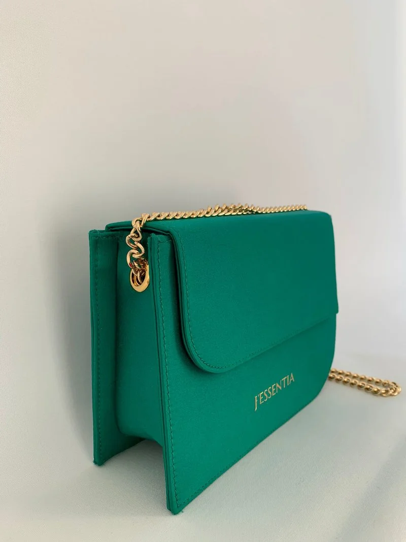 J'ESSENTIA LUXURY - Green Imperial satin clutch bag by J'ESSENTIA