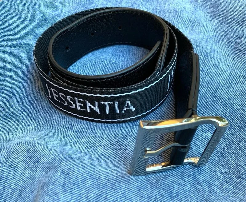 Cintura donna nera in jacquard e pelle by jessentia