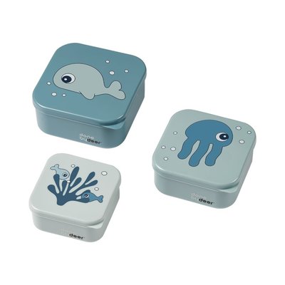 Done By Deer 3 Snack Boxes Sea Friends - Blue - Default