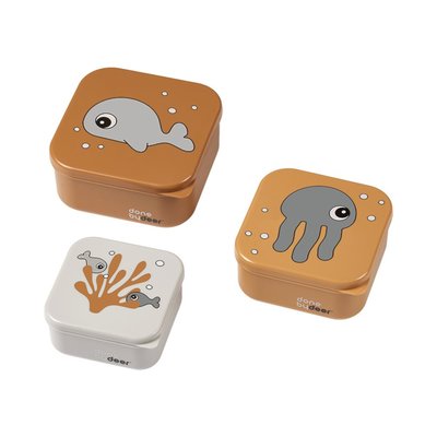 Done By Deer 3 Snack Boxes Sea Friends - Mustard