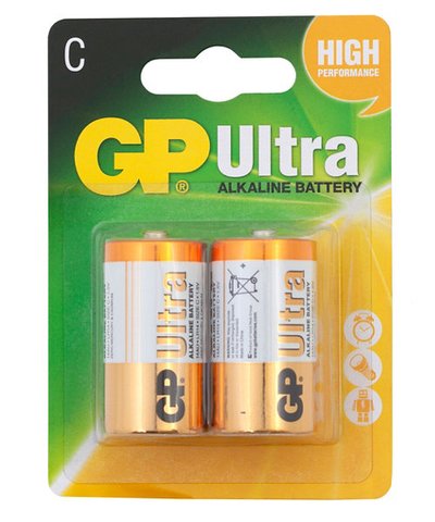 GP Ultra Alkaline C Batteries - 2 Pack