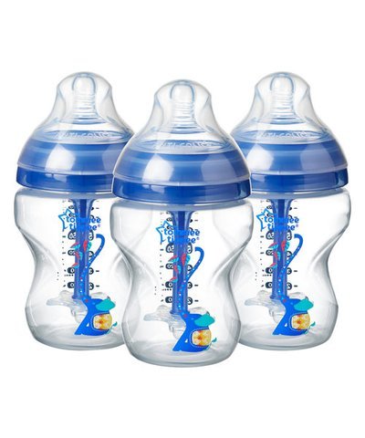 Tommee Tippee Advanced Anti-Colic 260ml Baby Bottles 3 Pk - Blue