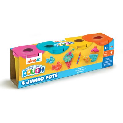 Nick Jr. Ready Steady Dough 4 Jumbo Pots (Pink, Blue, Yellow, Orange)