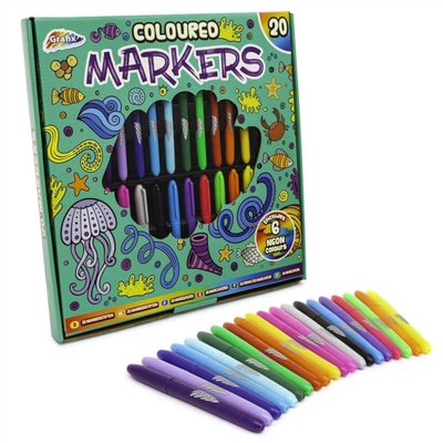 Grafix Coloured Markers 20pk - Default