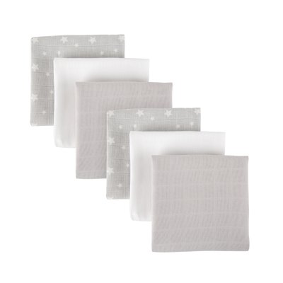 Mother&Baby Organic Cotton Muslins 6 Pack - Grey Star - Default
