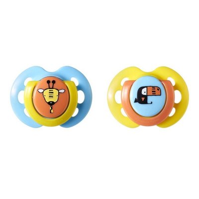 Tommee Tippee 0-6m Closer to Nature Fun Style Soothers 2pk - Yellow - Default