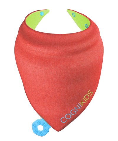 Cognikids Sensory Teething Bib - Apple-Rose