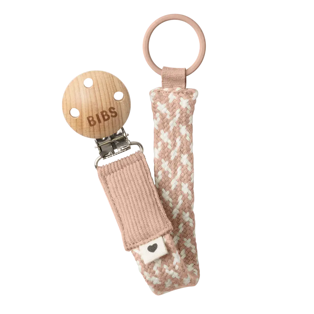 BIBS Soother Clip Braided - Blush/Ivory