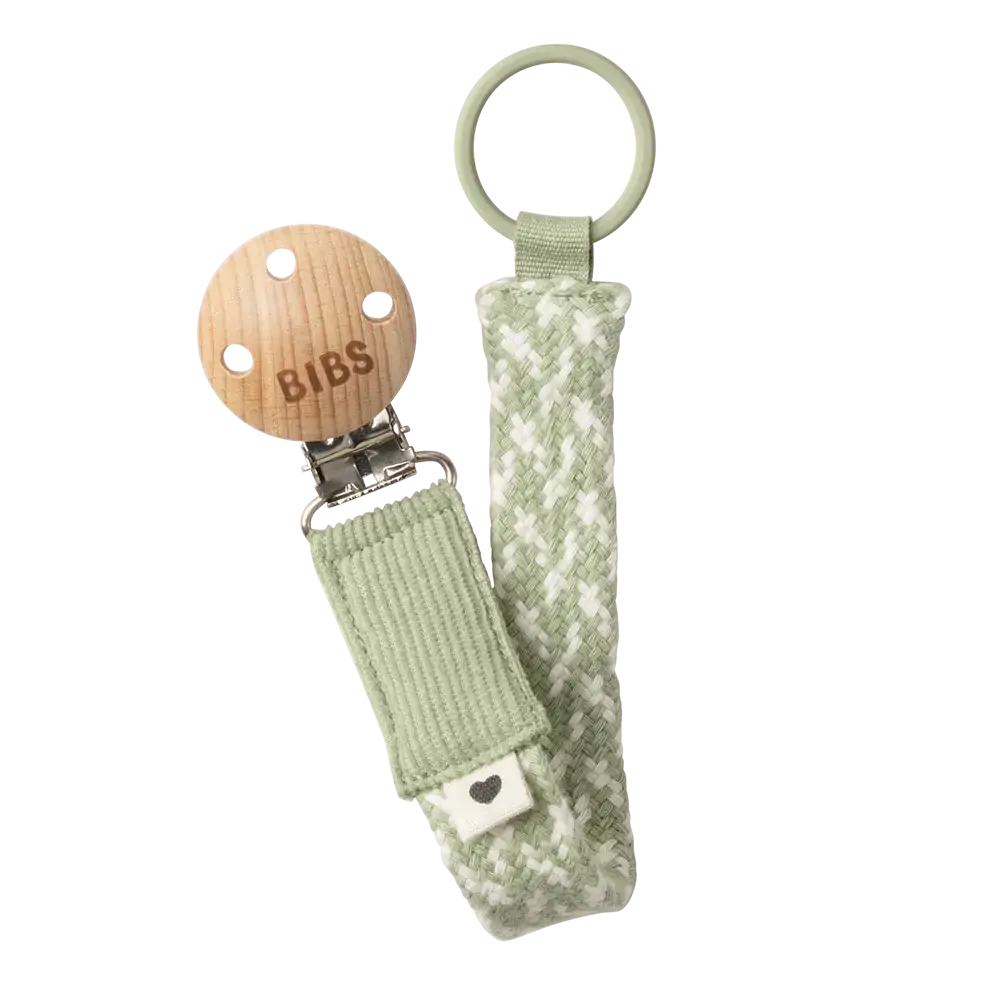 BIBS Soother Clip Braided - Sage/Ivory