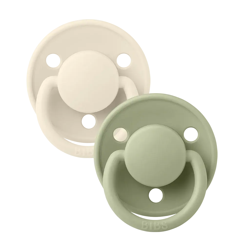 BIBS Silicone De Lux Round Soother 2pk Onesize - Ivory/Sage