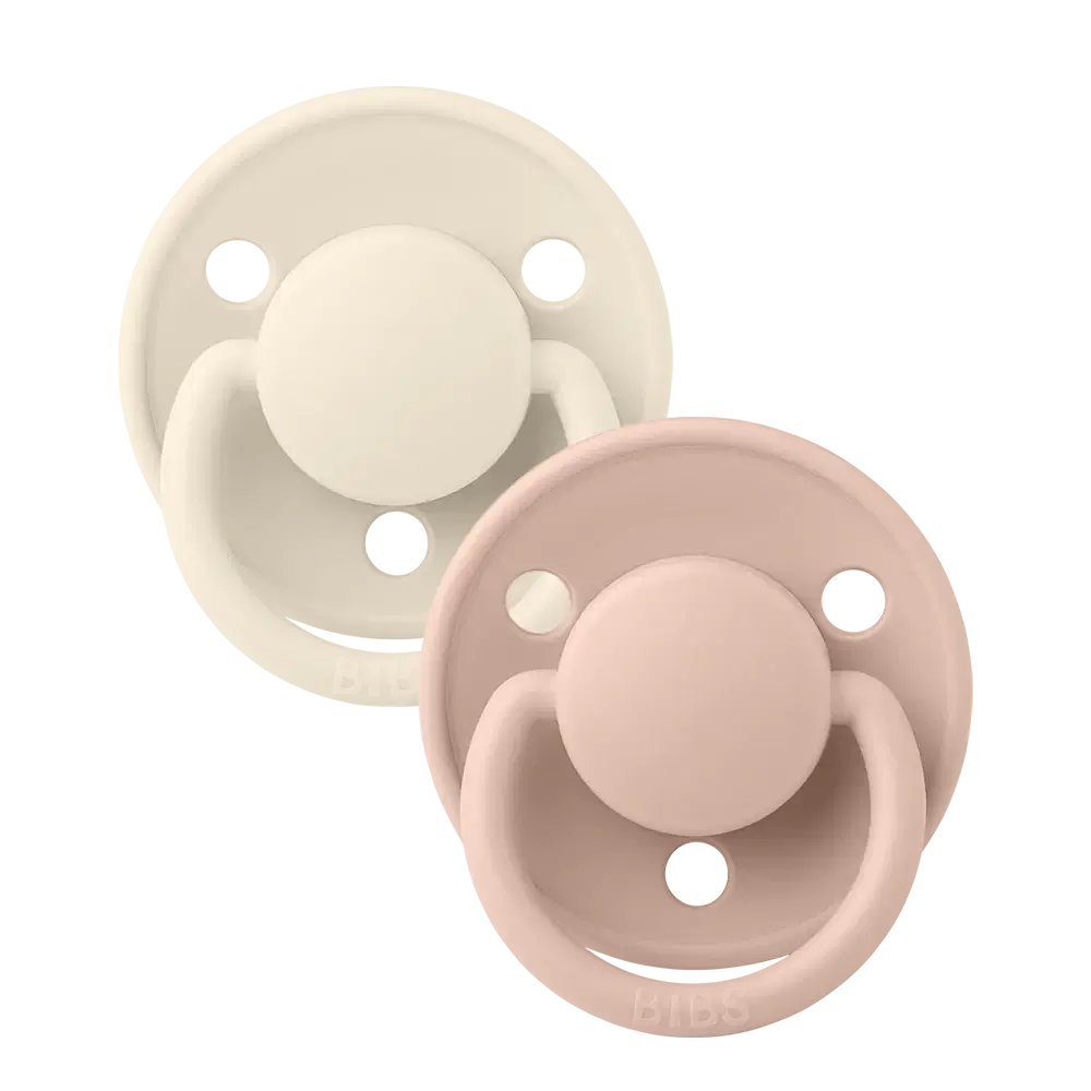 BIBS Silicone De Lux Round Soother 2pk Onesize - Ivory/Blush