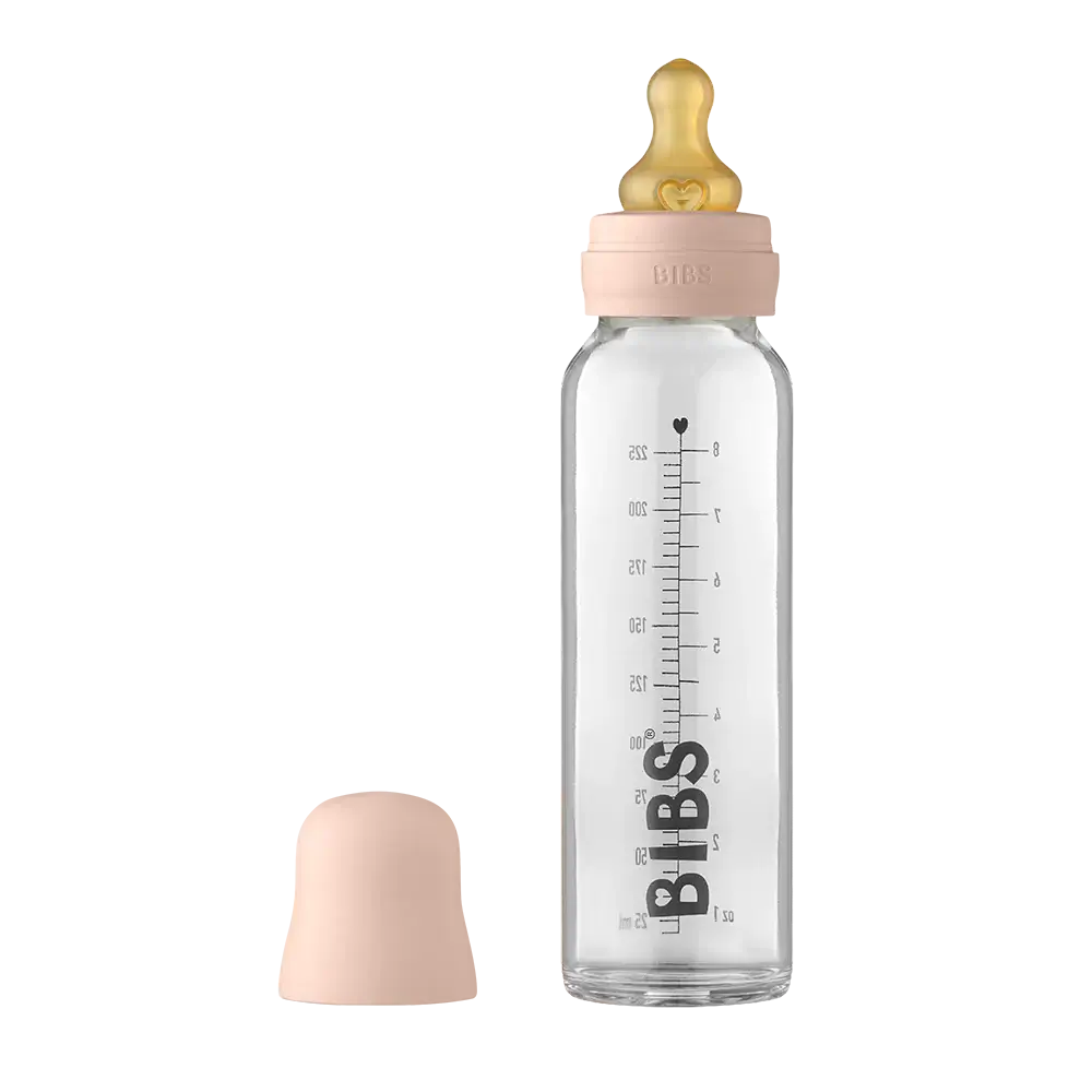 BIBS Glass Bottle Set Latex 225ml - Blush