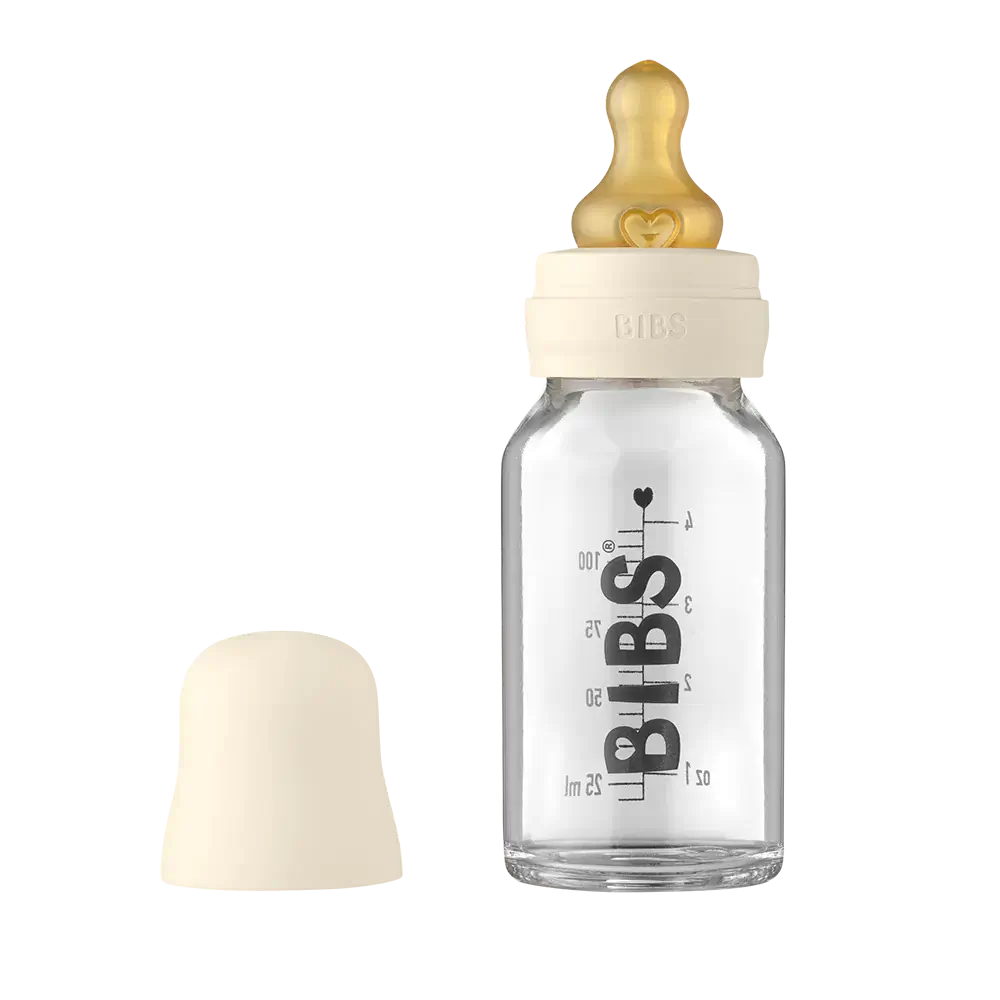 BIBS Glass Bottle Set Latex 110ml - Ivory