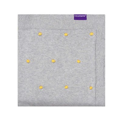 Clevamama Knitted Pom Pom Baby Blanket - Grey
