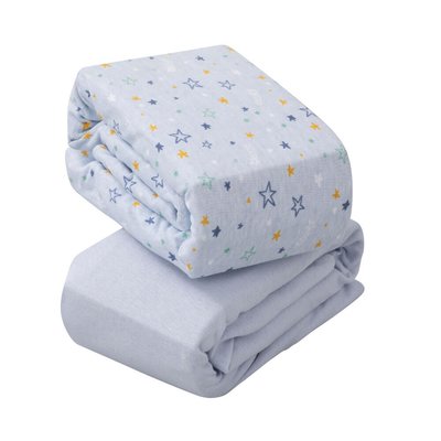 Clevamama Jersey Cotton Fitted Sheet Cot & Cotbed 2pk - Blue
